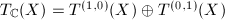 $T_\mathbb{C}(X)=T^{(1,0)}(X)\oplus T^{(0,1)}(X)$