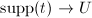 $\mathrm{supp}(t)\rightarrow U$