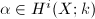 $\alpha\in H^i(X;k)$