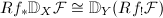 $Rf_*\mathbb{D}_X\mathcal{F}\cong \mathbb{D}_Y(Rf_!\mathcal{F})$