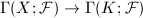 $\Gamma(X;\mathcal{F})\rightarrow \Gamma(K;\mathcal{F})$