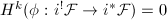 $H^k(\phi: i^!\mathcal{F}\rightarrow i^*\mathcal{F})=0$