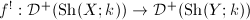 $f^!: \mathcal{D}^+(\mathrm{Sh}(X;k))\rightarrow \mathcal{D}^+(\mathrm{Sh}(Y;k))$