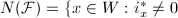 $N(\mathcal{F})=\{x\in W: i_x^*\ne0$