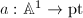 $a: \mathbb{A}^1\rightarrow\mathrm{pt}$