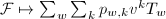 $\mathcal{F}\mapsto \sum_w\sum_k p_{w,k}v^kT_w$