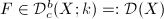 $F\in \mathcal{D}^b_c(X;k)=:\mathcal{D}(X)$