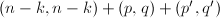 $(n-k,n-k)+(p,q)+(p',q')$