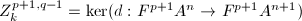 $Z_{k}^{p+1,q-1}=\ker(d: F^{p+1}A^n\rightarrow F^{p+1} A^{n+1})$