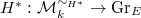 $H^*: \mathcal{M}_k^{\sim_{H^*}}\rightarrow\mathrm{Gr}_E$
