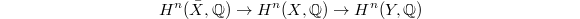 $$H^n(\bar X,\mathbb{Q})\rightarrow H^n(X,\mathbb{Q})\rightarrow H^n(Y,\mathbb{Q})$$