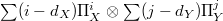 $\sum (i-d_X)\Pi_X^i \otimes \sum(j-d_Y)\Pi_Y^j$
