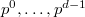 $p^0,\ldots,p^{d-1}$