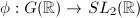 $\phi:G(\mathbb{R})\rightarrow SL_2(\mathbb{R})$