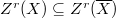 $Z^r(X)\subseteq Z^r(\overline{X})$