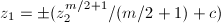 $z_1=\pm (z_2^{m/2+1}/(m/2+1)+c)$