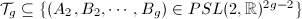 $\mathcal{T}_g\subseteq \{(A_2, B_2, \cdots, B_g)\in PSL(2,\mathbb{R})^{2g-2}\}$