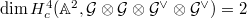 $\dim H^4_c(\mathbb{A}^2, \mathcal{G} \otimes \mathcal{G} \otimes \mathcal{G}^\vee \otimes \mathcal{G}^\vee)=2$