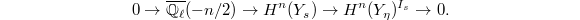 $$0\rightarrow \overline{\mathbb{Q}_\ell} (-n/2)\rightarrow H^n(Y_s)\rightarrow H^n(Y_\eta)^{I_s}\rightarrow 0.$$