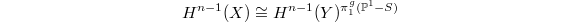 $$H^{n-1}(X)\cong H^{n-1}(Y)^{\pi_1^g(\mathbb{P}^1-S)}$$